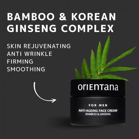 Anti-Aging Face Cream for Men with Bamboo and Ginseng, Orientana, 50g