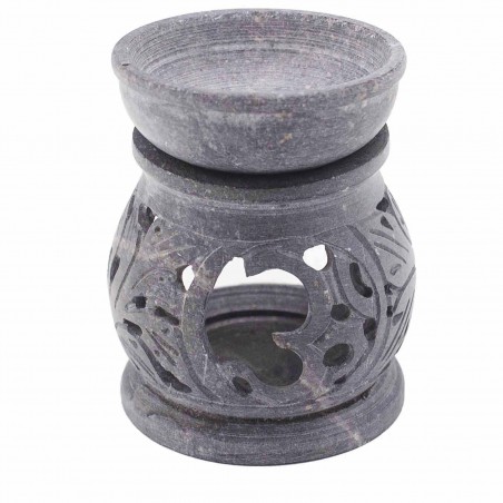 Small soapstone incense burner Om, 8 cm