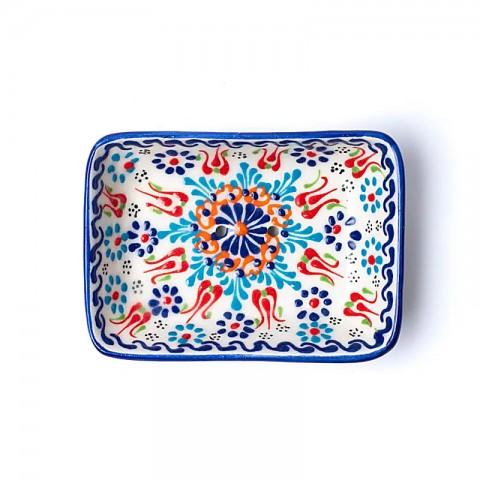 Ceramic soap dish Red White Blue, 13x9x4cm, 190g