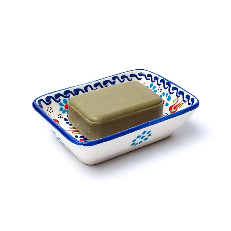 Ceramic soap dish Red White Blue, 13x9x4cm, 190g