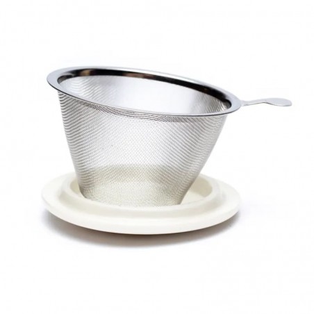 Чайная чашка с ситечком Мандала, белая, 400 мл