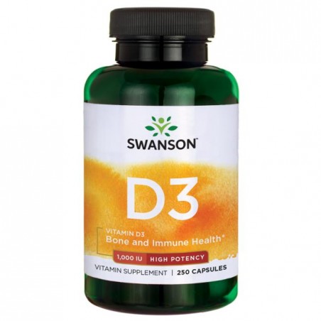 Vitamin D3 1000TV, 25 mcg, Swanson, 250 capsules