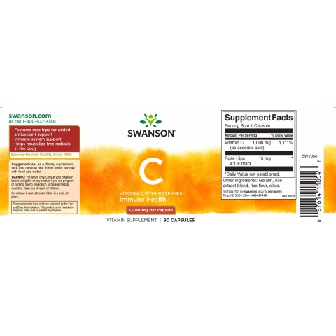 C-vitamiini punkkiuutteella, Swanson, 1000mg, 90 kapselia