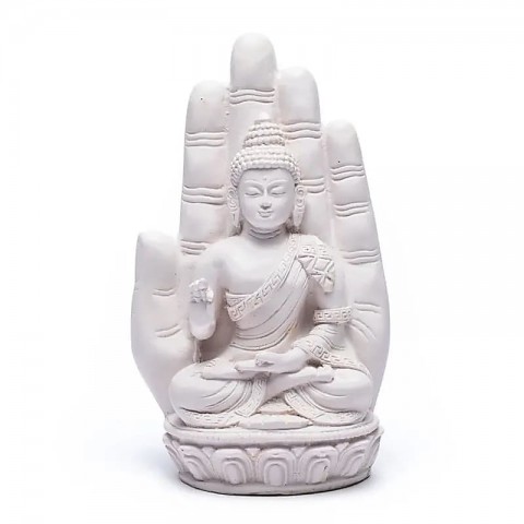 Buddha valkoisessa kädessä, patsas, 23cm