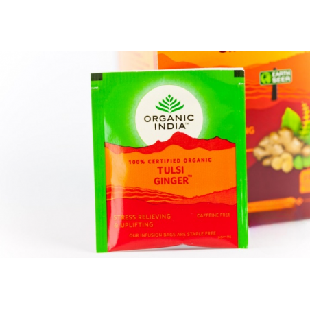 Ayurvedic Tea Tulsi Inkivääri, Organic India, 25 pakettia