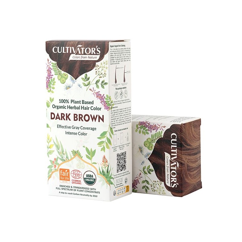 Kasviperäinen tummanruskea hiusväri Dark Brown, Cultivator's, 100g