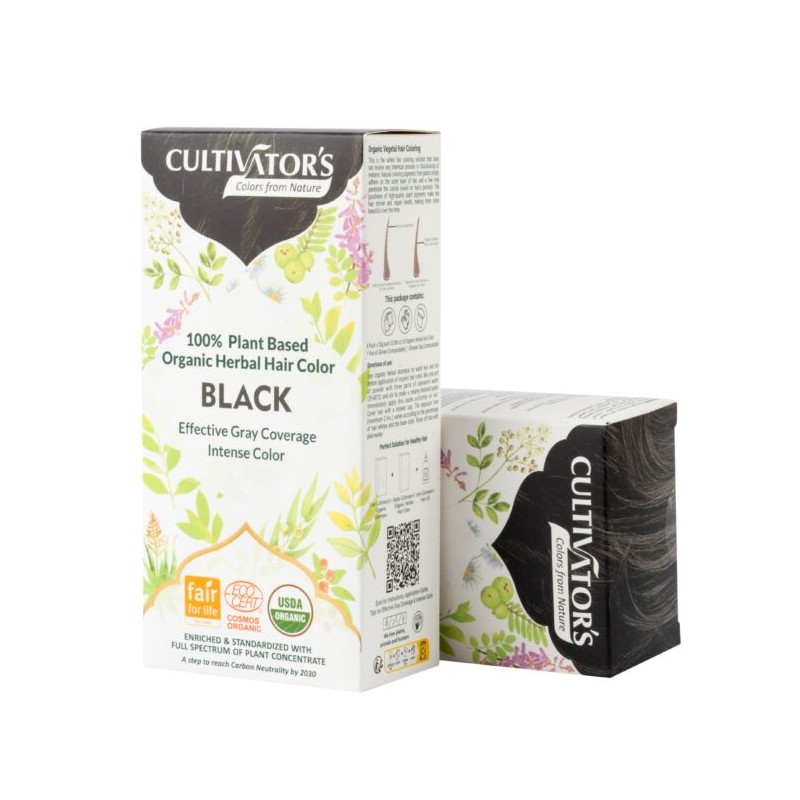 Kasviperäinen hiusväri Black, Cultivator's, 100g