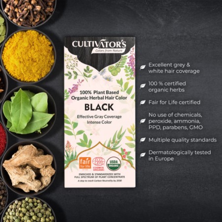 Kasviperäinen hiusväri Black, Cultivator's, 100g