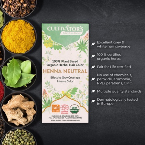 Растительная бесцветная краска для волос-ополаскиватель Henna Neutral, Cultivator's, 100г