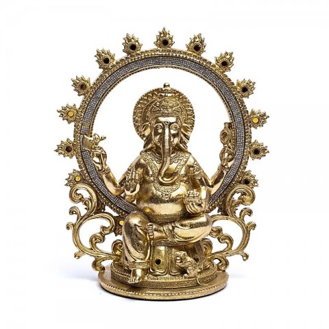 Ganesha patsas tulirenkaalla, 30cm