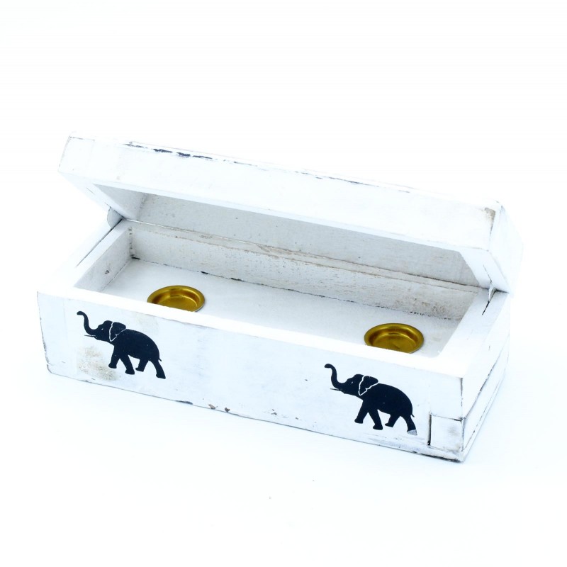 Valkoinen pesty suitsukekartioteline Cone Smoke Box, 15cm