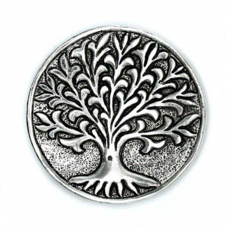 Incense holder Tree of Life, polished aluminium, 10 cm