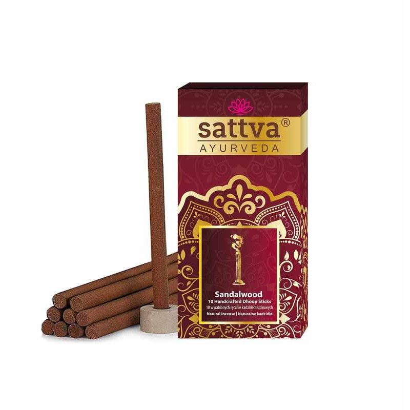 Thick incense sticks Sandalwood Dhoop, Sattva Ayurveda, 20g