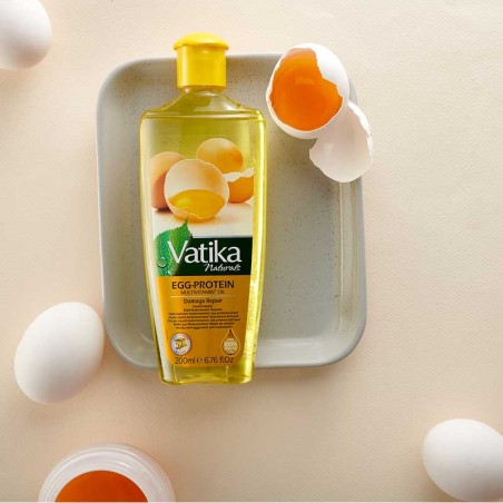 Korjaava öljy vaurioituneille hiuksille Egg Protein, Dabur Vatika, 200 ml