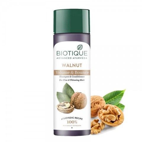 Shampoo ja hoitoaine Walnut Volume & Bounce, Biotique, 190ml