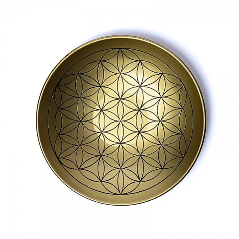 Brass plate with Flower of Life design, 15cm