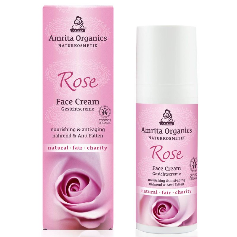 Uudistava ja kosteuttava kasvovoide Rose, Amrita Organics, 50 ml