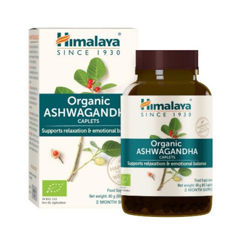 Ravintolisä Ashwagandha Organic, Himalaya, 60 tablettia