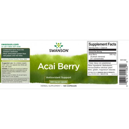 Acai Marjauute, Swanson, 500mg, 120 kapselia