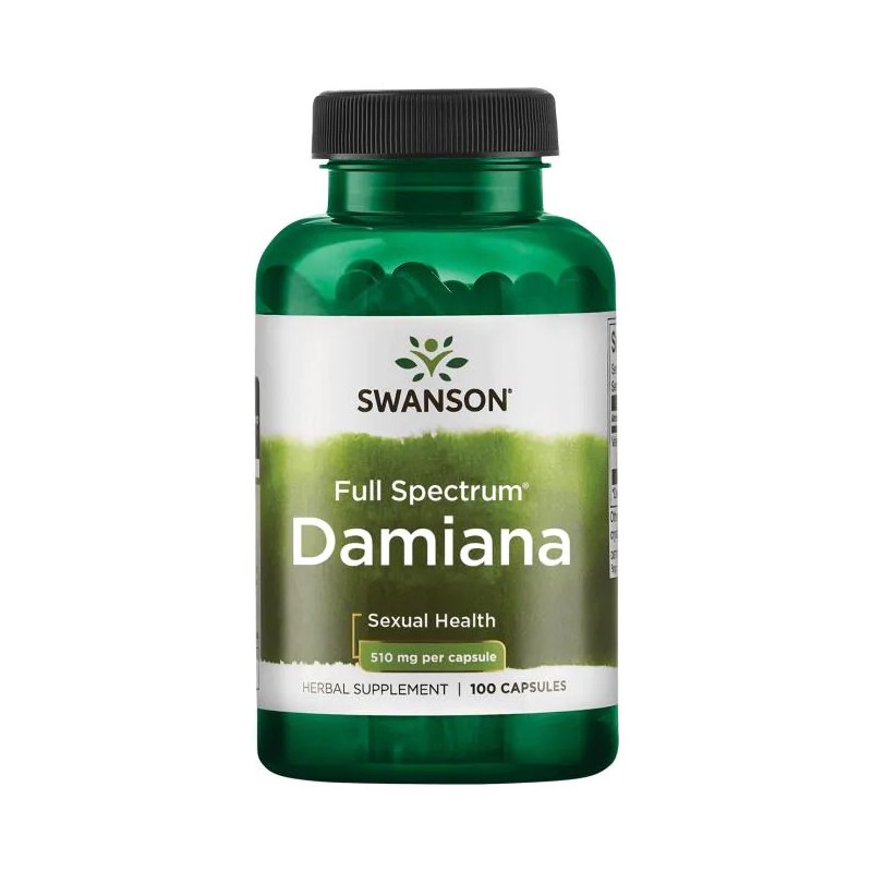 Damianan lehdet Turnera Diffusa, Swanson, 510mg, 100 kapselia Damianan lehdet Turnera Diffusa, Swanson, 510mg, 100 kapselia