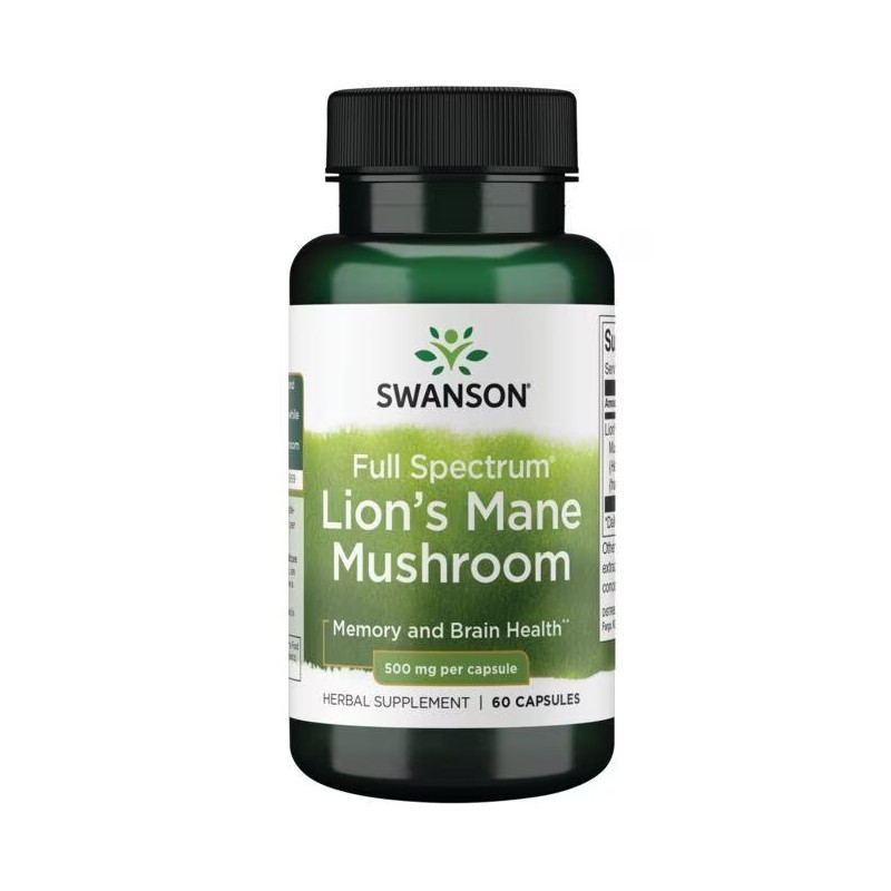 Leijonankarvasieni, Swanson, 500mg, 60 kapselia Leijonankarvasieni, Swanson, 500mg, 60 kapselia