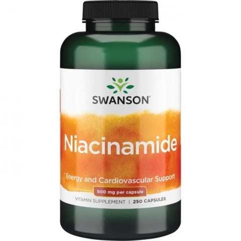 B3-vitamiini Niasiini, Swanson, 500mg, 250 kapselia