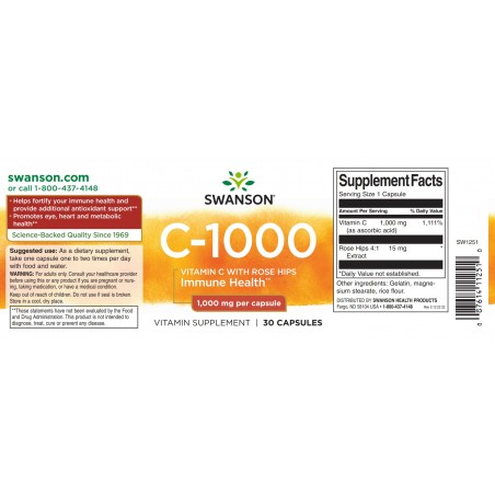 C-vitamiini ohdakeuutteella, Swanson, 1000mg, 30 kapselia
