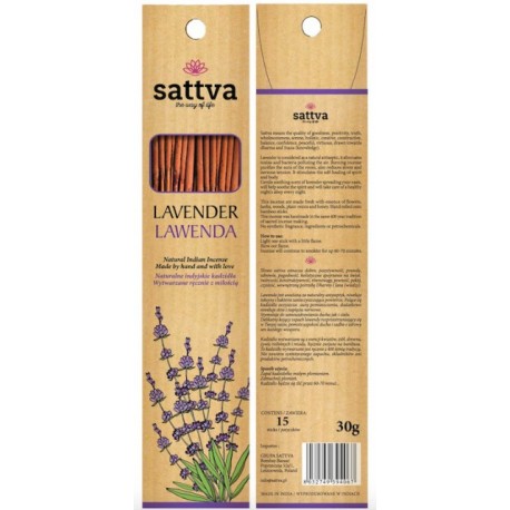 Levandų kvapo smilkalų lazdelės LAVENDER , Sattva Ayurveda, 15 vnt.