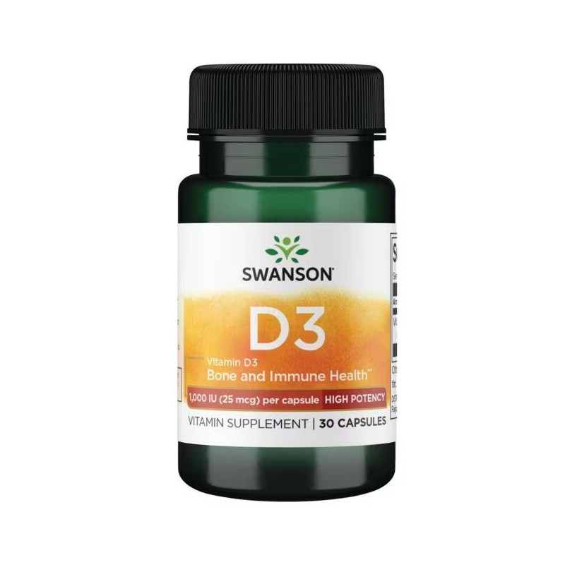 D3-vitamiini 1000TV, 25 mcg, Swanson, 30 kapselia D3-vitamiini 1000TV, 25 mcg, Swanson, 30 kapselia