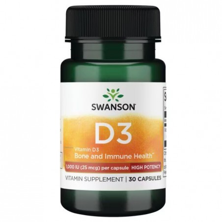 D3-vitamiini 1000TV, 25 mcg, Swanson, 30 kapselia
