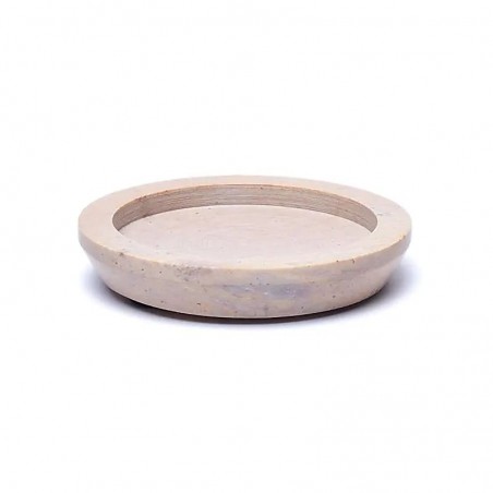 Round beige soapstone tray - candle base, 10cm