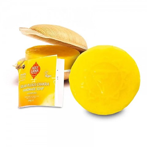 Solar Plexus Chakra Soap in Palm Leaf Manipura, Holy Lama, 100g