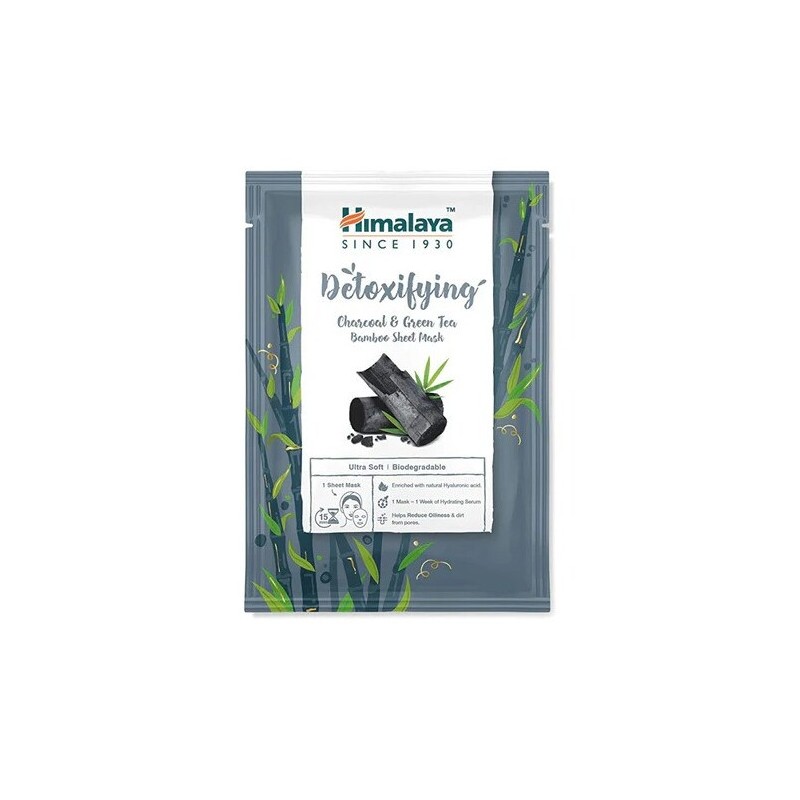 Detoxifying Charcoal & Green Tea Bamboo Sheet Mask, Himalaya, 30ml