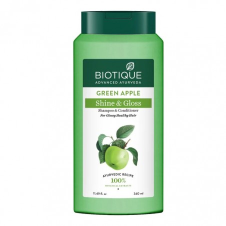 Shampoo ja hoitoaine kiiltäville hiuksille Vihreä omena, Biotique, 340 ml