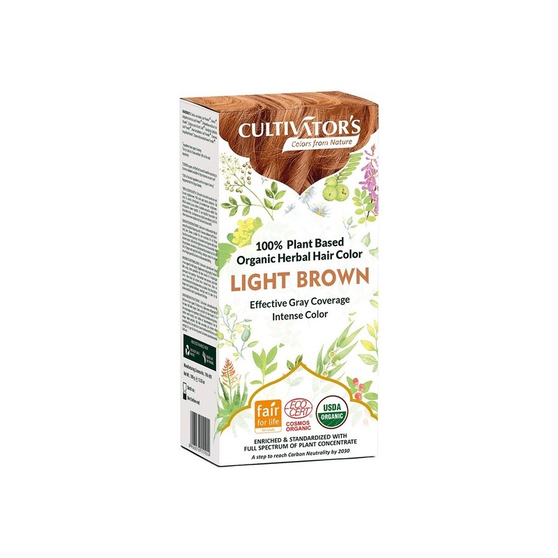 Kasvipohjainen vaaleanruskea hiusväri Light Brown, Cultivator's, 100g