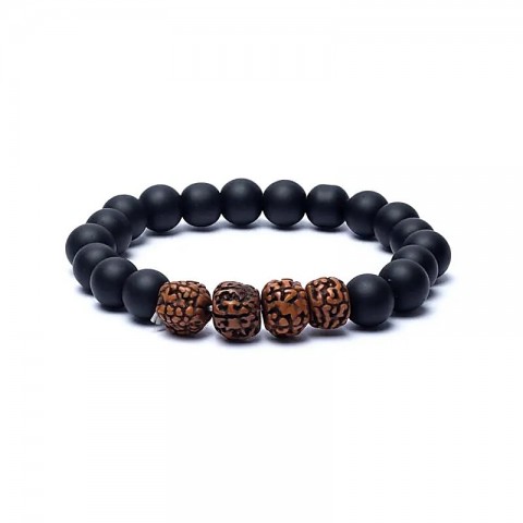 Rudraksha ja musta onyx rannekoru, 8cm