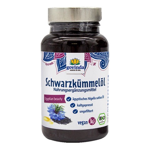 Luomu Mustakuminan siemenöljy, Govinda, 500mg, 90 kapselia