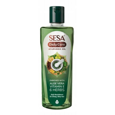 Ayurvedinen hiusöljy aloe veralla ja E-vitamiinilla päivittäiseen hoitoon, Sesa, 100ml