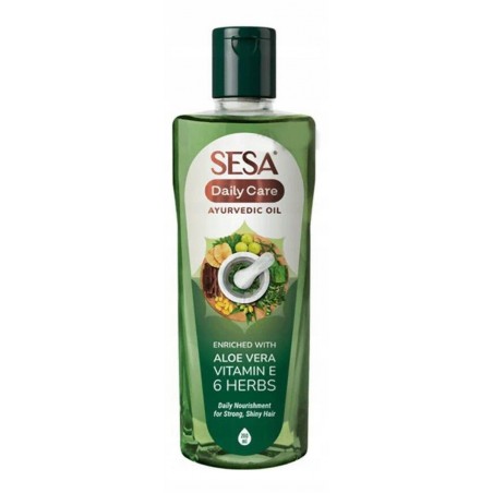 Ayurvedinen hiusöljy aloe veralla ja E-vitamiinilla päivittäiseen hoitoon, Sesa, 100ml
