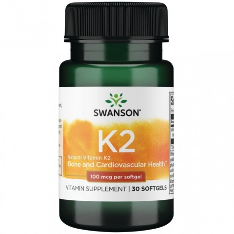 Luonnollinen K2-vitamiini, Swanson, 100mcg, 30 kapselia