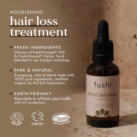 Hiusjuuria elvyttävä öljy, orgaaninen, Fushi, 30ml