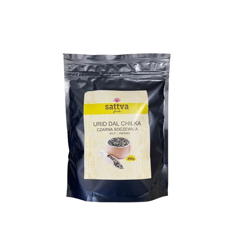 Разбитая фасоль Урид Дал Чилка (черный грамм), Sattva Foods, 500г Разбитая фасоль Урид Дал Чилка (черный грамм), Sattva Foods, 500г