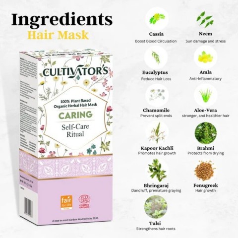 Suojaava kasviperäinen hiusnaamio jauhe Caring, Cultivator's, 100g