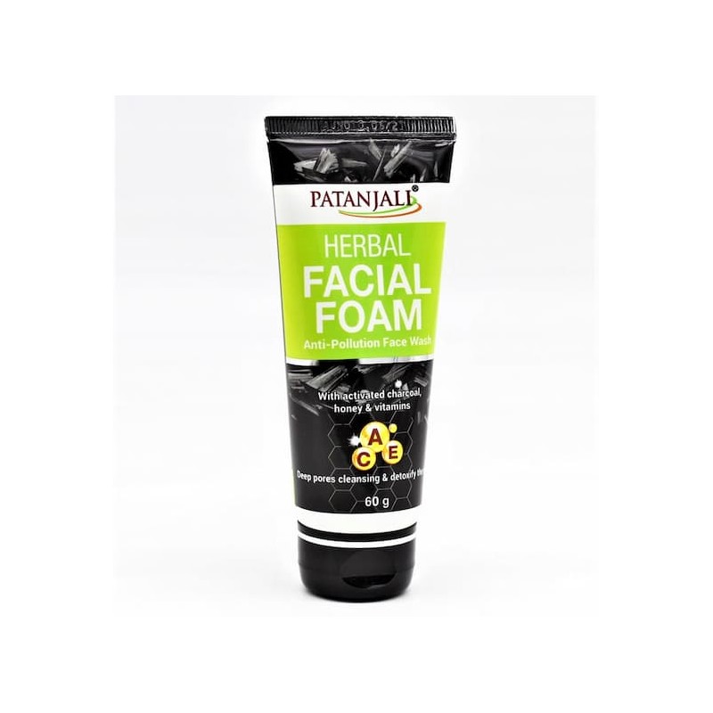 Очищающая пенка для лица с древесным углем Herbal Facial Cleansing Foam, Patanjali, 50 мл