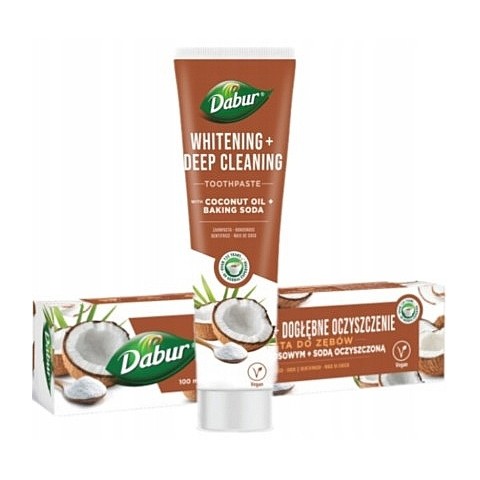 Valkaiseva hammastahna kookosöljyllä ja ruokasoodalla, Dabur, 100 ml