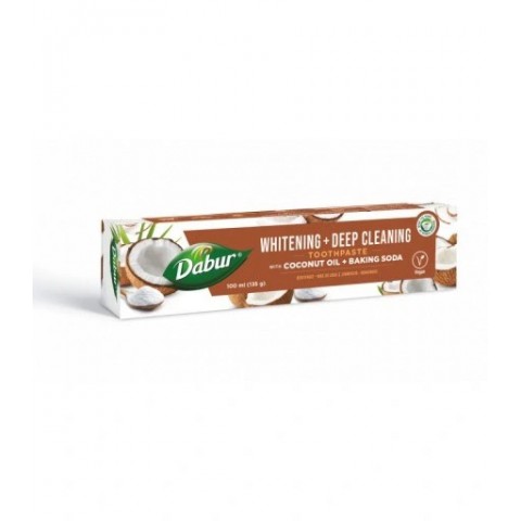 Valkaiseva hammastahna kookosöljyllä ja ruokasoodalla, Dabur, 100 ml