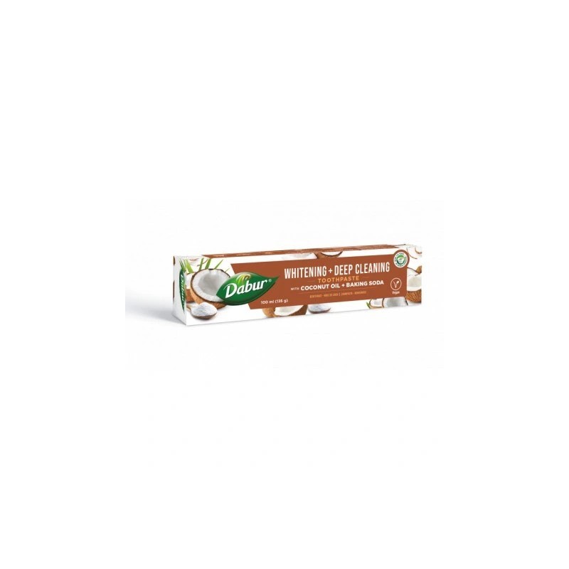 Valkaiseva hammastahna kookosöljyllä ja ruokasoodalla, Dabur, 100 ml