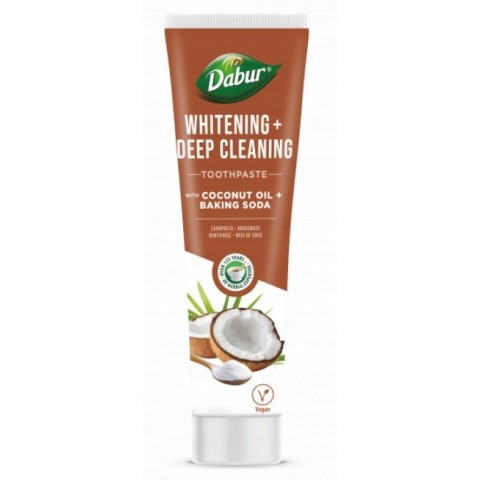 Valkaiseva hammastahna kookosöljyllä ja ruokasoodalla, Dabur, 100 ml