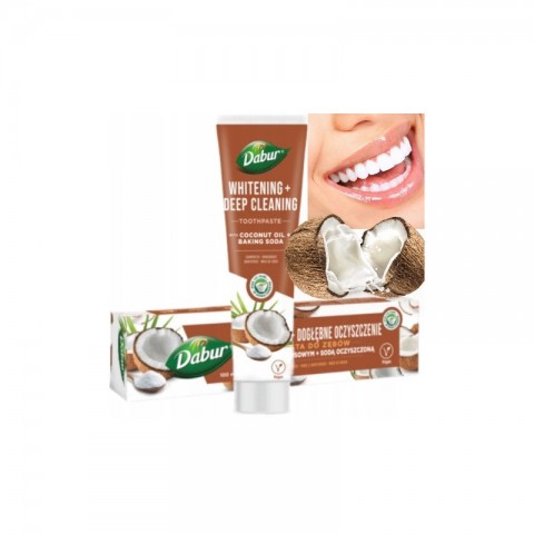 Valkaiseva hammastahna kookosöljyllä ja ruokasoodalla, Dabur, 100 ml