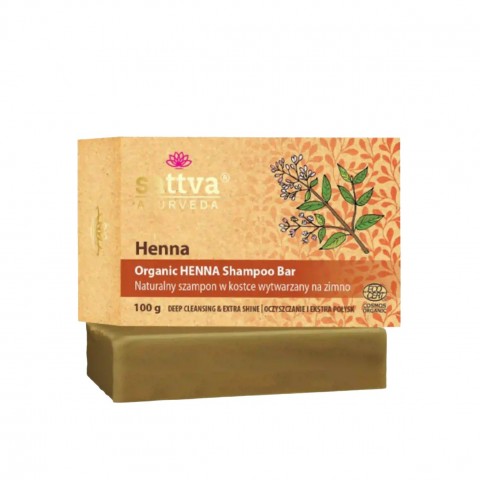 Henna Solid Shampoo, luomu, Sattva Ayurveda, 100g
